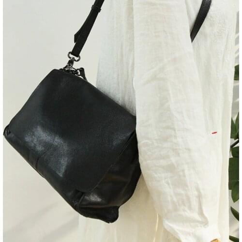 High Quality Sheepskin Shoulder Bags For Women Casual Clamshell Zipper Crossbody Bag Female Black Genuine Leather Messenger Bags