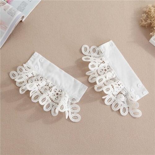 Women Hollow Detachable Sleeve Fake Cuffs Ladies Detachable Shirt Multi Layer Ruffles Solid Color White False Cuffs Wristband