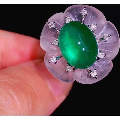 H721 Emerald Ring 5.5ct Pure 18 K Gold Jewelry Nature Green Emerald Diamond Female Rings for women Fine Ring