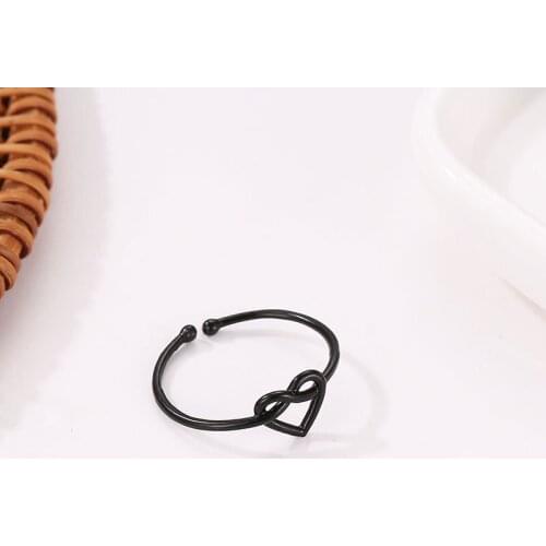 Anillos Mujer Women Fashion Ring Heart Shape Twisted Hollow Adjustable Alloy Circle Ladies Кольца 2021 Тренд Кольца Для Женщин