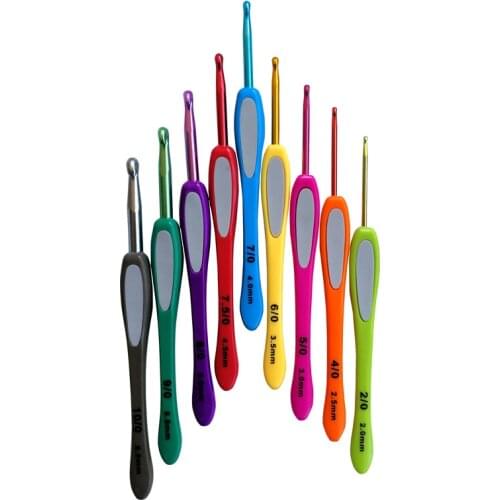 1.0mm-6.0mm Colorful Plastic Handle Aluminum Crochet Hooks Knitting Needles Set Sweater Weaving Sewing Tools kit