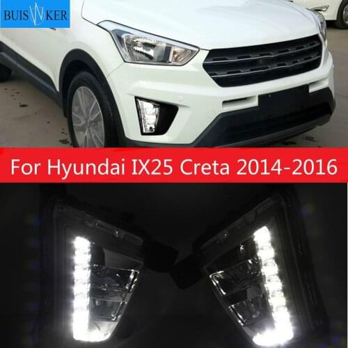 1 set Car LED Driving DRL Daytime Running Lights Daylight 12V ABS Fog Lamp Cover For Hyundai IX25 Creta 2014 2015 2016