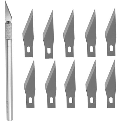 1 Knife Handle with 10pcs Blade Replacement 11A# Wood Cut Paper Knife PCB Repair Scalpel Knife DIY Cutting Tool
