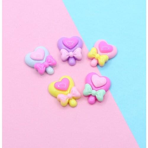 10Pcs Kawaii Lollipop Flat Back Resin Cabochon for Kids Hair Bows Flatback Resin Cabochons Accessories DIY Embellishment Craft