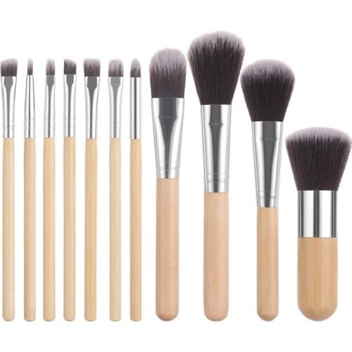 New Makeup Brushes 11 Pcs Bamboo Handle EyeShadow Blending Eyeliner Eyelash Eyebrow Make up Beauty Cosmestic Brush Beauty Tools