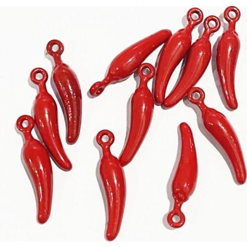 18pcsRed Chili Italian Horn DIY Handmade Pendant Necklace Key Chain Earrings Accessories Charms Findings Jewelry Making Supplies