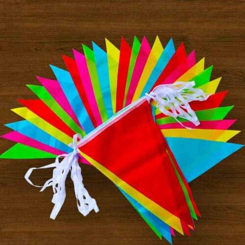 18X28cm) 70meters Colorful Triangles Flag Bunting Brithday Graduation Party Hang Triangles String Flags Wedding Home Decoration