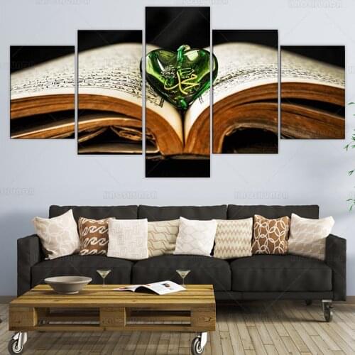 5 Piece Canvas Wall Art for Living Room Turquoise on Quran Modern Home Decor Islamic Religion Vintage Sanskrit Om framed