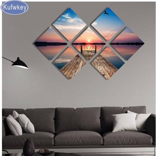 7pcs/set diamond picture nature landscape Multi-picture diamond mosaic Diamond Embroidery scenery sea scenery home decoration