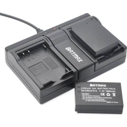 Batmax 2pcs LPE12 LP-E12 LP E12 Camera Battery + Dual USB Charger for Canon EOS M M2 M100 100D Kiss X7 Rebel SL1