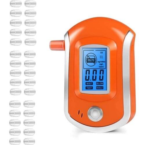 Breathalyzer, Professional Alcohol Tester with 31 Mouthpieces Portable Breath Alcohol Tester with Digital LCD Display