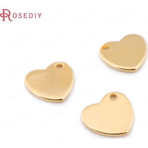 B015)20 pieces 10*9.5mm 24K Gold Color Brass Heart Charms Pendants High Quality Diy Jewelry Findings Accessories wholesale