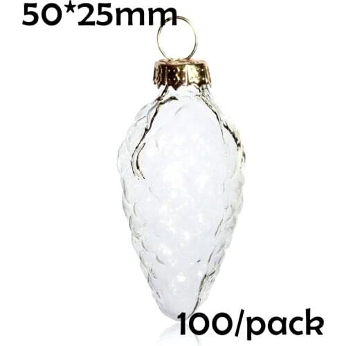 Free Shipping DIY Paintable Christmas Decoration Ornament/Ball 50mm Glass Pinenut, 100/Pack