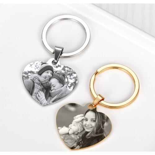 Custom Photo Keychain DIY Double Side Engraved Photo Text Keychain Custom Designed Gift For Family Anniversary Gift