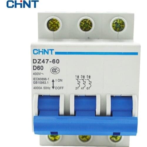 CHINT D Ttpe 60A Miniature Circuit Breaker air switch DZ47-60 3P D60