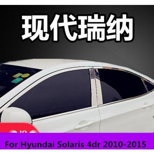 For Hyundai Solaris 4dr 2010-2015 window trim cover Exterior body decoration chrome car-styling products accessory part