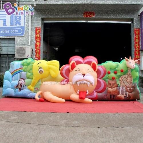 Customized 6x1x2M inflatable animal Kingdom background wall inflated toys for Children party event decoration