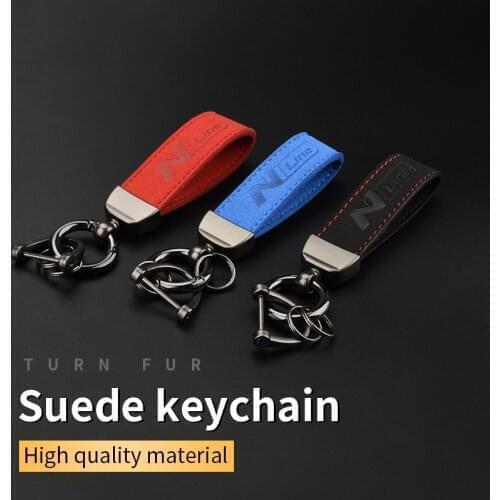 Suede Key Strap N Logo N Line Key Ring For Hyundai Tucson Sonata Creta Solaris Elantra Accent IX20 ix25 i30 IX30 i40 I35Keychain