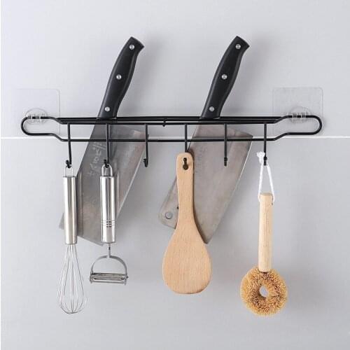 Hook kitchen shelf household non punching multi-function wall mounted tool rack vegetable knife rack pot shovel rack