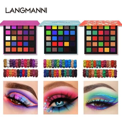 Langmanni 25 Color Matte Pearlescent Shimmer Eyeshadow Palette Delicate Long-lasting Makeup Eye Shadow Waterproof Comestic TSLM2