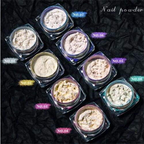 Ice muscle Multicolor Holo Glitter Mirror Aurora Neon Powders Dust Chameleon Nail Art Chrome Pigment Dipping Powder Decoration