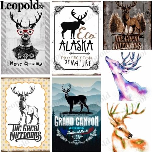 Metal Poster Deer Plaque Animal Letters Tin Plate Cafe Bar Club Garden Farm Home Decoration 20X30Cm