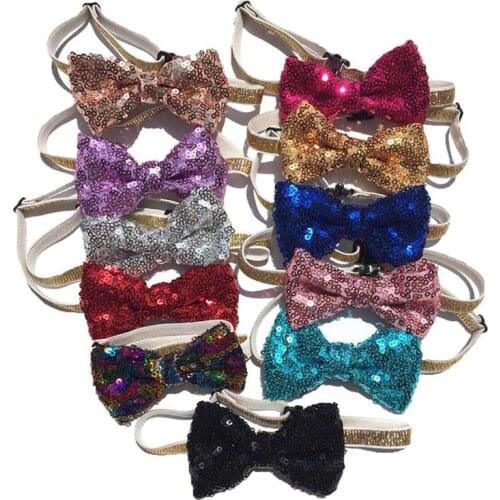 Lovely Sequin Pets Grooming Accessories Cute Dog Puppy Cat Kitten Pet Toy Kid Solid Bow Tie Necktie Clothes Cat Dog Necktie