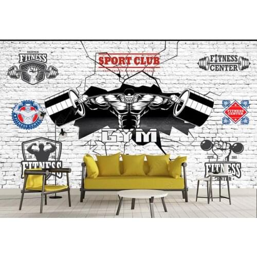 Custom mural 3d photo wallpaper Gym weightlifting exercise brick wall home decor living room wallpaper for wall 3 d in rolls