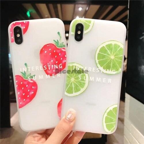 New Silicon Phone Case on For iPhone 6 7 8 Plus X XS Strawberry and lemon Cases on For iPhone X 8 7 6 Plus Soft TPU Cover