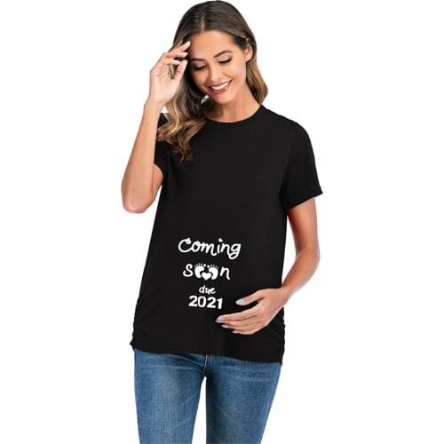 Women Pregnant Maternity Clothes Short Sleeve Cute Print Pregnancy Shirt Cartoon Graphic Breastfeeding Clothes Ropa Maternal