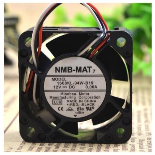 Wholesale: NMB-MAT 1608KL-04W-B19 4CM 40*40*20 DC 12V 0.06A 3 wire switch cooling fan