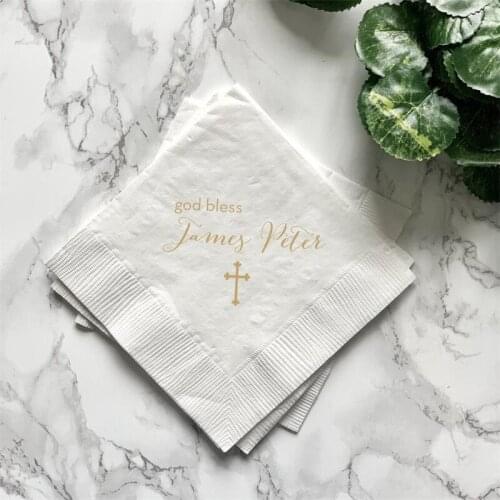 God Bless Personalized Christening/Custom Baptism Napkins