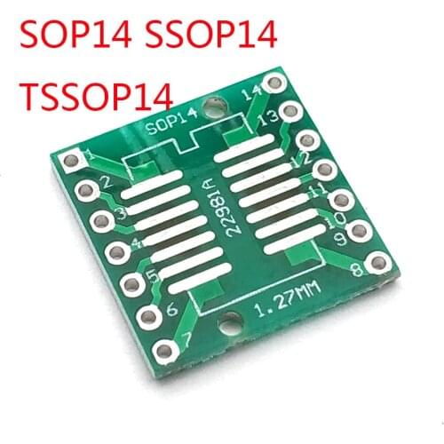 SOP14 SSOP14 TSSOP14 to DIP14 Pinboard SMD To DIP Adapter 0.65mm/1.27mm to 2.54mm DIP Pin Pitch PCB Board Converter Sock