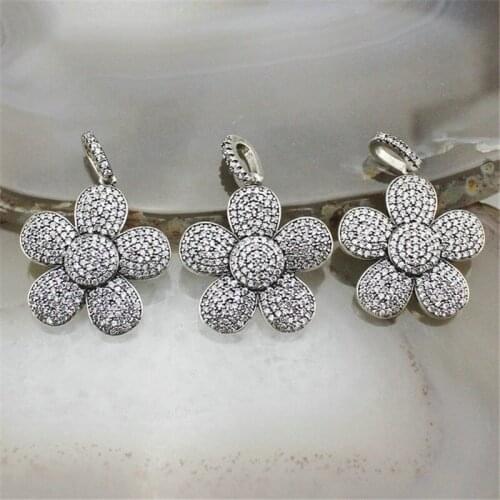 23mm 5pcs/lot Cubic zirconia micro pave charm pendant,flower shape cz pendant charm,antique silver color cz jewelry component