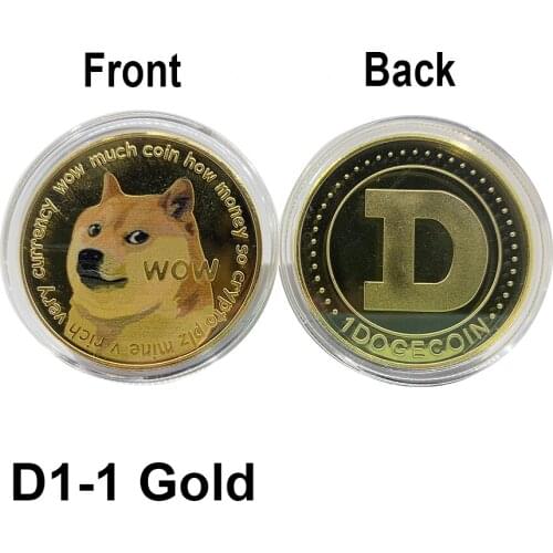 D1 Beautiful WOW Dogecoin To The Moon Gold Plated Doge Coin Cute Dog Pattern metal medal Doge Physical Crypto Coin Gifts