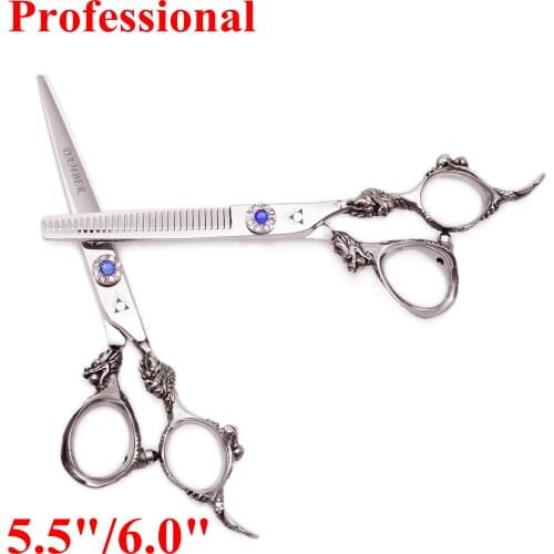 50Pcs 5.5 6.0 Professional Hair Scissors Barber Thinning Hairdressing Scissors Cutting Hair Shears 440C Scissors Big Dragon 9004