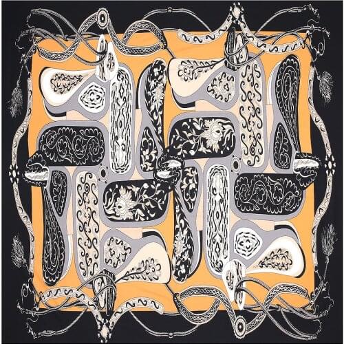 Twill Silk Women Scarf 130*130 Euro Design Winter Animal and Letter Print Square Scarves High Quality Gift Fashion Shawls