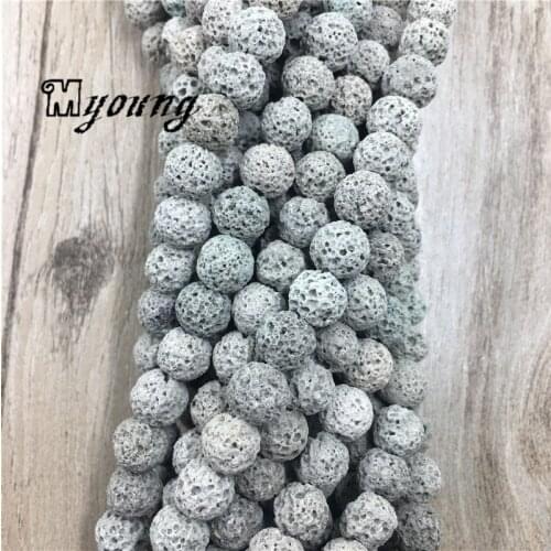 Gray Natural Lava Beads,Round Matt Nature Stone beads, Vesuvianite Beads For DIY Jewelry 5 Strands/lot MY1642