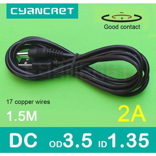 Power Cable USB 2.0 to DC 3.5mm x 1.35mm 1.5M 2A Support 5V or 12V Charger Connector Cable for Router TV box Table lamp MP3 MP4