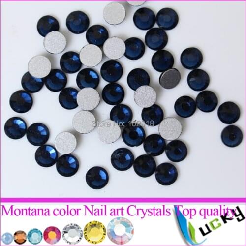 Freeshipping Montana color Flat back non hotfix rhinestones All sizes available Super shiny crystal Machine cut nail strass