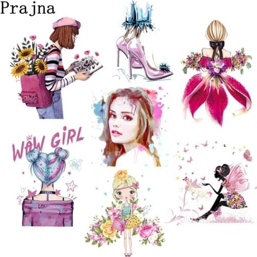 Iron On Transfers Patches For Clothing DIY Fashion Girl Heat Transfer Thermal Sticker On Clothes Beauty Girl Clothes Applique