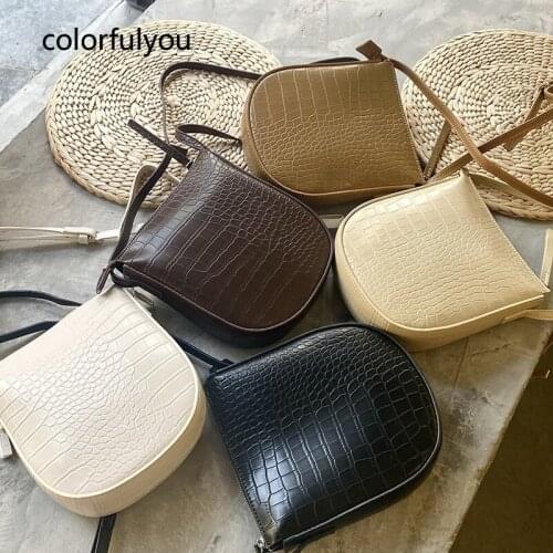 Vintage Saddle Women Bag One Shoulder Handle Trend Casual Zipper Crocodile Pattern PU Leather Messenger Bag Wallet Phone Bag