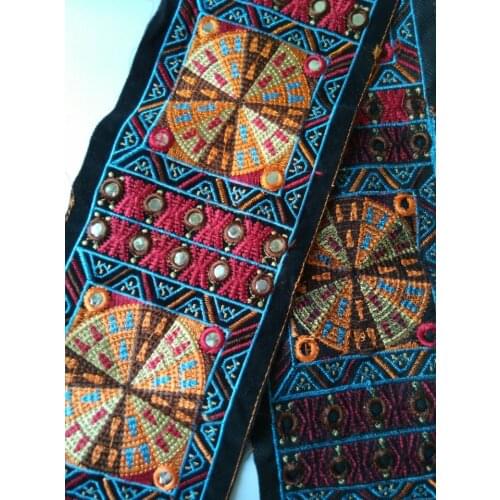 Miao embroidery fabric lace sewing trim 12cm jeans dress collar ribbon webbing ethnic tribal thai india boho DIY gypsy accessory