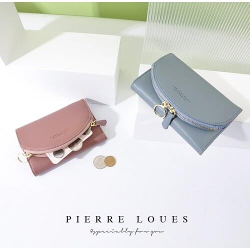Ladies Simple Fashion Cute Pure Color Wallet PU Leather High Quality Large Capacity Portable Card Holder Mini Female Wallet