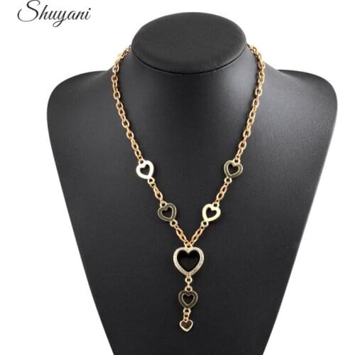 Peach heart Pendant Long Necklace for Women Punk Circle Choker Long Chain Necklace Femme Collar Jewelry Gift