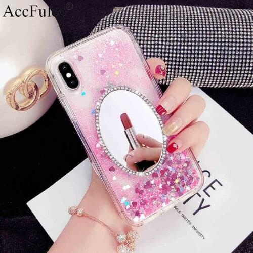 Bling Rhinestone Diamond Mirror Case For Xiaomi Redmi Note 9 Pro Max 9S 8T 7S 6 Pro 5 4X 4 3 Liquid Quicksand Transparent Cover
