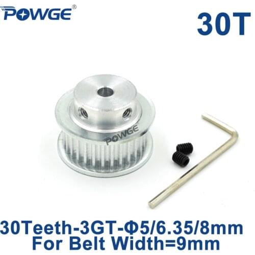 POWGE 30 Teeth 3GT Timing Pulley Bore 5mm 6.35mm 8mm for Width 9mm 3MGT 3GT Synchronous belt GT3 pulley gear 30Teeth 30T
