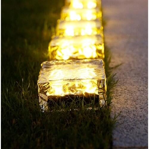 4 LED Solar Ice Underground Lamp Solar Garden Deck Light Brick Ice Cube Path Floor light Stair Lawn Deck Solar Buried Lamps