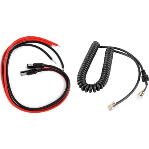 3 Pcs Cable: 1 Pair DC Power Cord Cable for Motorola & 1 Pcs Car Hand Speaker Microphone Cables Cord Wire for YAESU