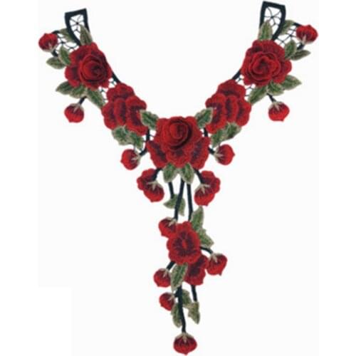 3D Flowers Fake Collar Embroidery Patch T Shirt Press Sticker Iron On Transfers Patches for Women Dress Tops Collars